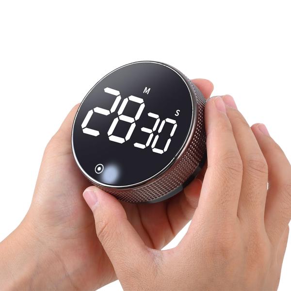 Digital kitchen timer with rotary dial - practical egg timer with magnet, loud alarm, countdown function & large LCD display