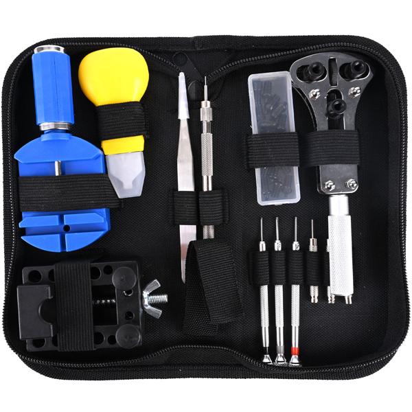 Umfassendes 13-teiliges Uhren Reparatur Set – Professioneller Uhrmacher Werkzeugkoffer für Armband kürzen, Batteriewechsel & mehr