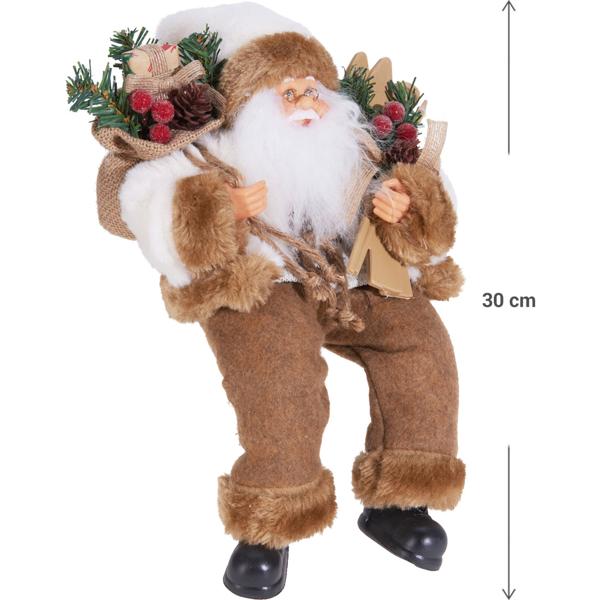 Zauberhafter sitzender Weihnachtsmann Deko Figur mit Sack – perfekte Weihnachtsdekoration für Tisch, Fensterbank und Kamin, ideale Geschenkidee