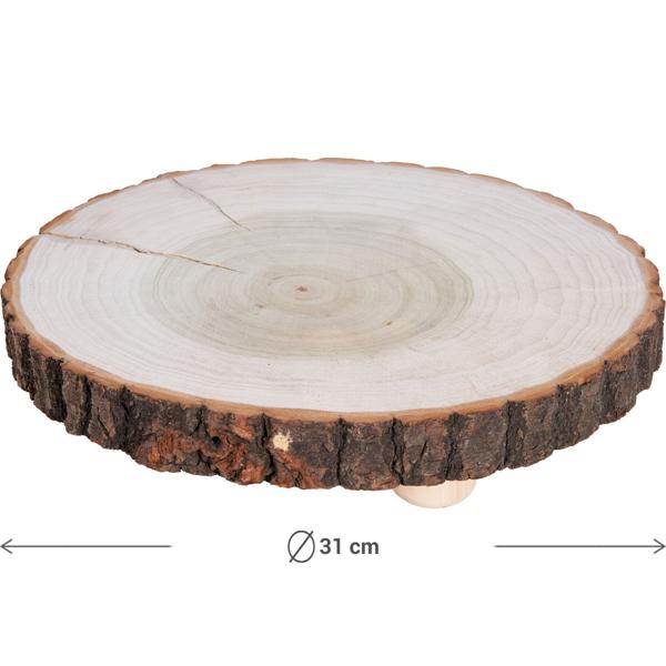 Baumstammscheibe mit Sockel aus Paulownia-Holz, 31 x 31 x 6 cm, nachhaltig - hochwertige Dekoration & Untersetzer