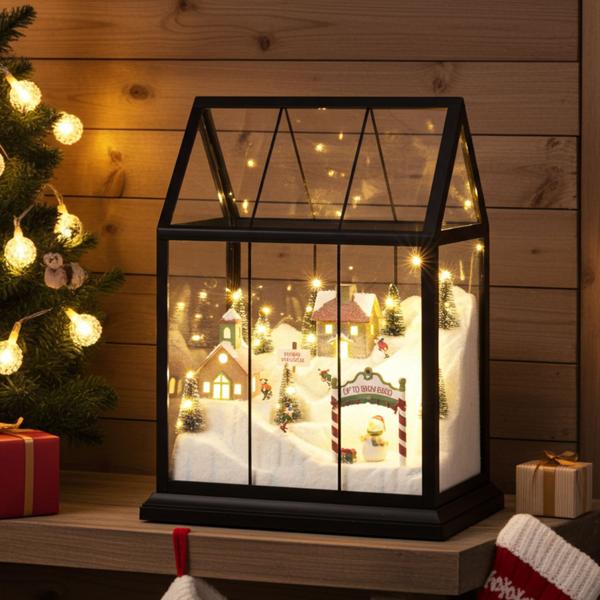 Magische LED Weihnachtsdekoration, Winter Wunderland mit Skifahrern und Licht - tolles Winter-Geschenk und traumhafte Weihnachtsdeko für Ihr Zuhause