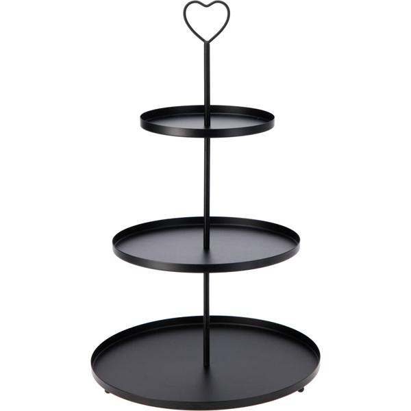 Elegante Etagere mit 3 Ebenen, 30 x 30 x 48 cm - vielseitig, perfekt für stilvolles Servieren von Kuchen, Obst oder Snacks - schwarz