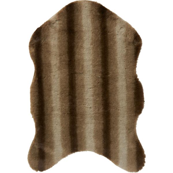 Kuscheliges Kunstfell, 90 x 60 cm - Braun-Beige gestreiftes Dekofell für Wohnzimmer und Schlafzimmer