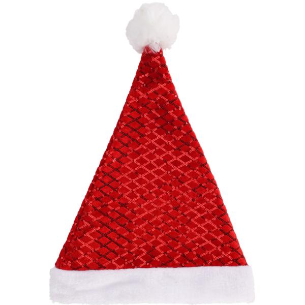 4er-Set Glitzernde Weihnachtsmütze mit roten Pailletten, 42 x 30 cm. Ideales Weihnachts-Accessoire für Partys, Feiern und festliche Anlässe