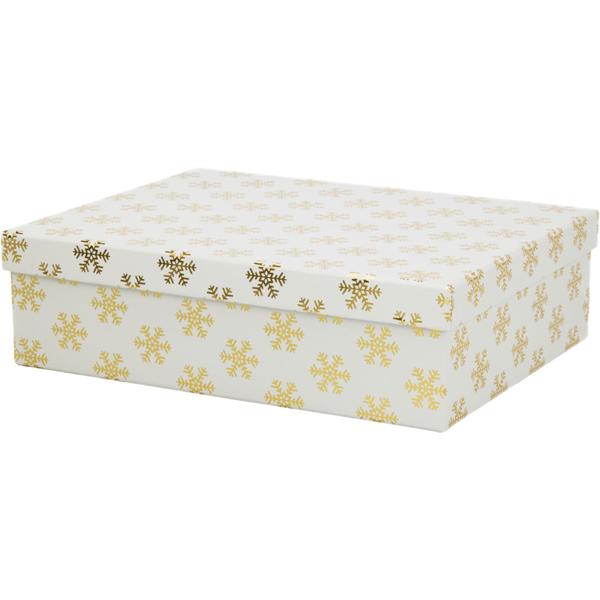 Festliches Geschenkboxen-Set: 3 Boxen für Weihnachten mit eleganten Schneeflocken, je 36,2 x 29,5 x 11 cm - Ideal für Geschenke und Deko