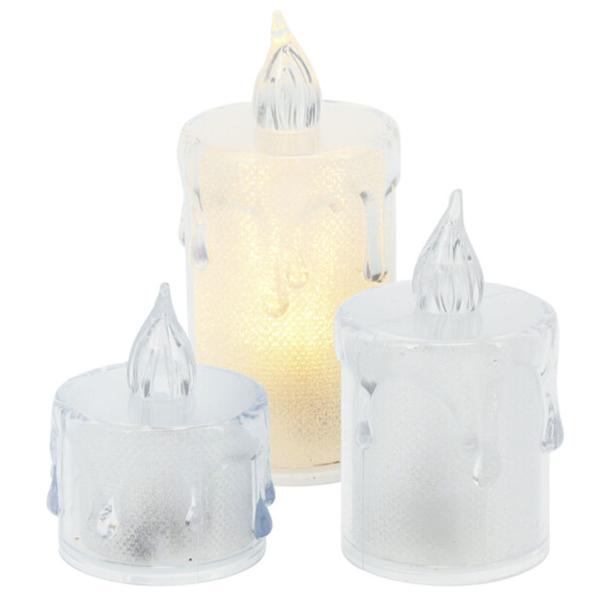 Elegant LED candles, 3-piece set – transparent flame effect, safe decor for table, shelf & celebrations, incl. batteries, for a mood-setting atmosphere