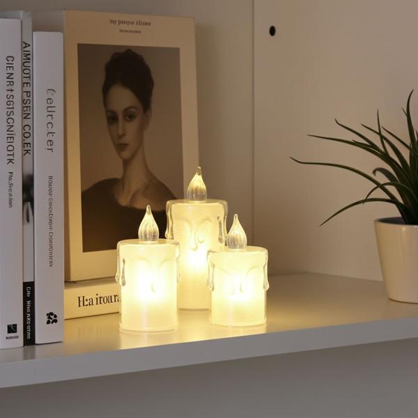 Elegant LED candles, 3-piece set – transparent flame effect, safe decor for table, shelf & celebrations, incl. batteries, for a mood-setting atmosphere