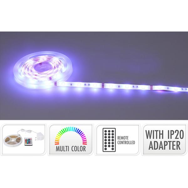 RGB LED Streifen, 150 LEDs mit Fernbedienung und 4 Modi, 5 Meter - dimmbar, spritzwassergeschützt, für stimmungsvolle Beleuchtung und Party