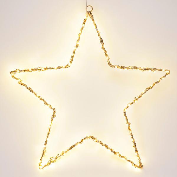 Set of 2 enchanting Christmas stars with 120 & 150 LEDs, warm white, 30 x 0,5 cm/50 x 0,5 cm – Window decoration & Christmas decoration for indoor use