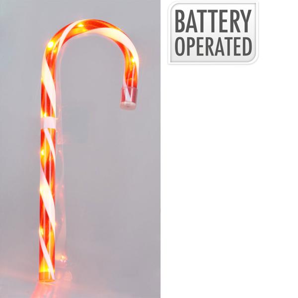 Bastoncino di zucchero LED natalizio, altezza 75 cm, bianco caldo, a batteria, 5 funzioni - La decorazione di Natale perfetta per la tua casa