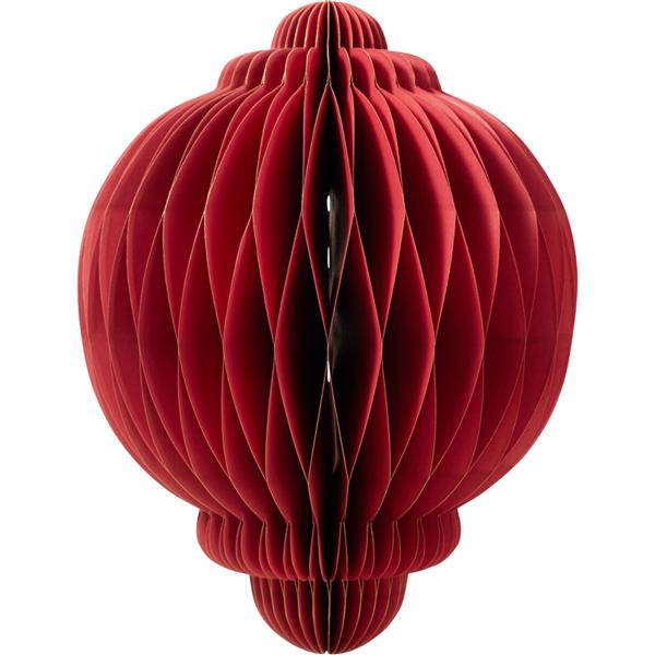Red paper ball hanging decoration 15 x 20 cm – Festive decoration for wedding, party, birthday & Christmas – light, elegant, reusable
