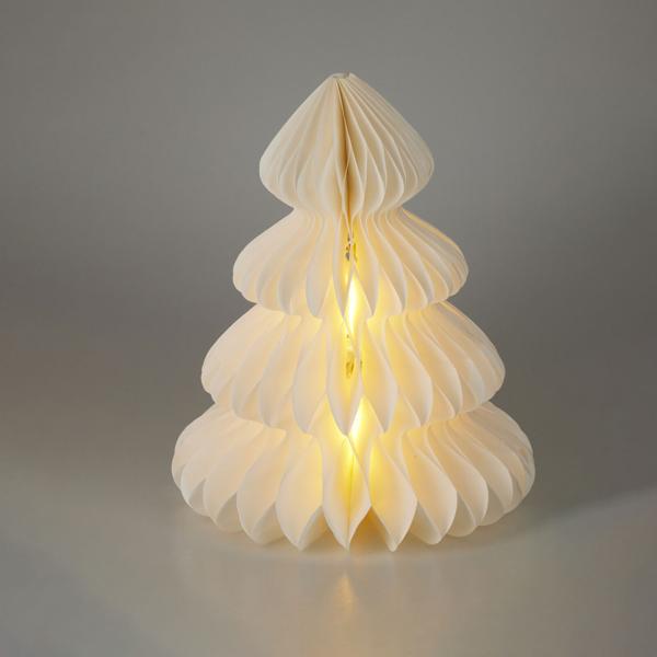 Decorazione albero LED romantica, carta a nido d‘ape, con timer da 6 h, 40 cm – luce notturna per camera da letto o soggiorno. Perfetta per Natale