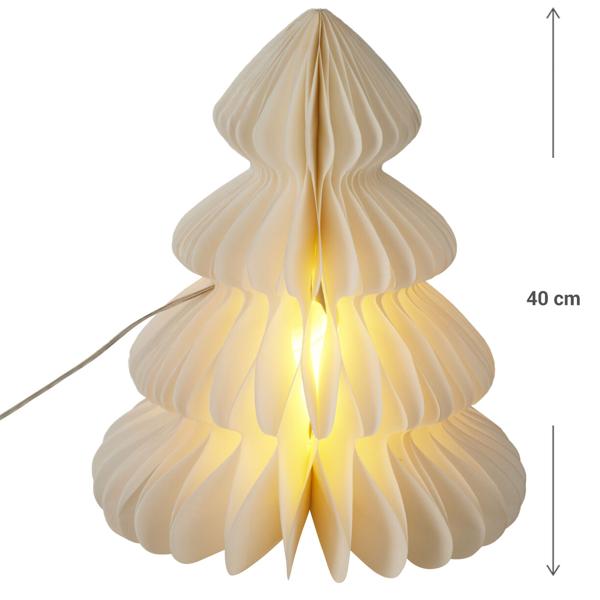 Decorazione albero LED romantica, carta a nido d‘ape, con timer da 6 h, 40 cm – luce notturna per camera da letto o soggiorno. Perfetta per Natale