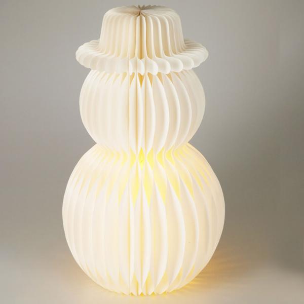 Décoration LED de Noël bonhomme de neige en papier alvéolé avec minuterie 6 h, 50 cm – veilleuse pour chambre ou salon. Parfait pour Noël