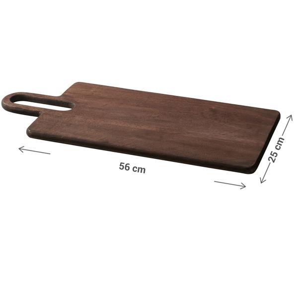 Planche à Découper Bois de Manguier - Robuste, FSC-Certifiée, Poignée Pratique - Idéale pour Service, Hachage, Cuisine - 25x16x56cm