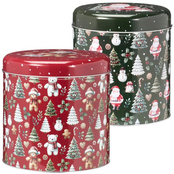 2er-Set Weihnachts-Vorratsdosen - Gross & klein - Deko Stahl Blechdosen, Ideal für Kekse, Plätzchen, Gebäck, als Geschenk Verpackung oder Adventsdeko