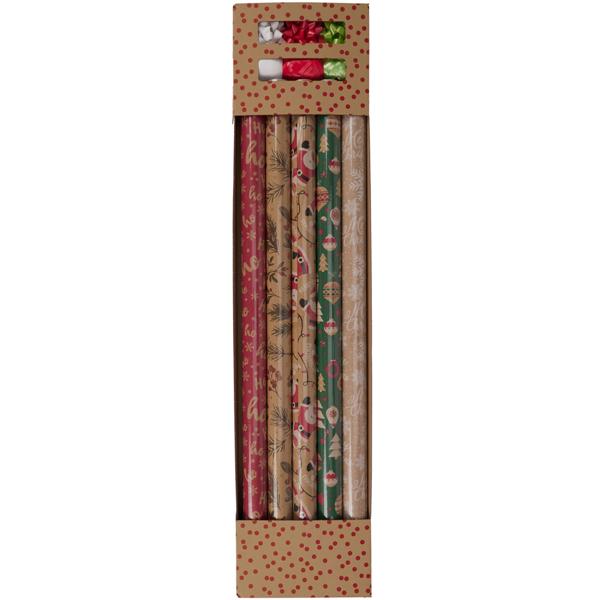 Wrapping paper rolls including bows and ribbons - Perfect for unique Christmas gifts and creative crafts