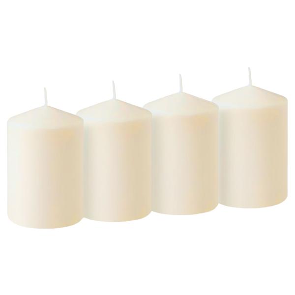 Stylish candle set, 4 pillar candles - long burn time approx. 40 hours. Ideal for cozy evenings, weddings & Christmas, cream white