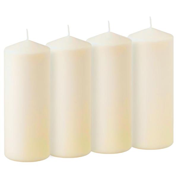 Stylish candle set, 4-piece pillar candles - Long burn time approx. 65 hours. Ideal for cozy evenings, weddings & Christmas, cream white