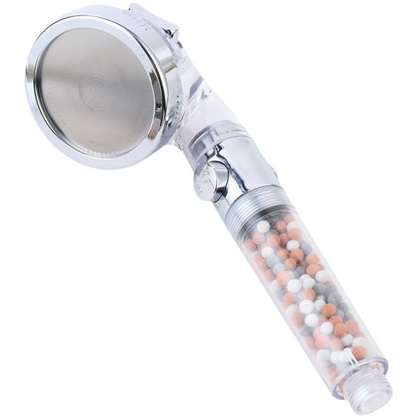 Innovative water-saving shower head with filter & 3 spray modes for reduced consumption & more enjoyment - with mineral stones for a luxurious shower experience