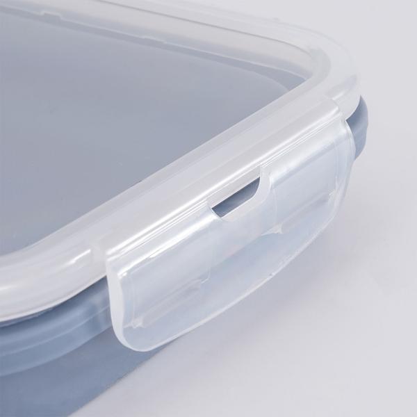 4-piece set of silicone food storage containers - collapsible and foldable lunch boxes, Bento Boxes, BPA-free, microwave-safe, with clip lids