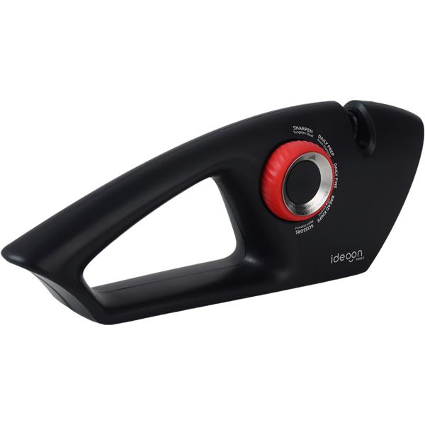 5-in-1 knife sharpener for straight and serrated blades - scissor sharpener with selector dial, multi-sharpener for sharpening knives and scissors