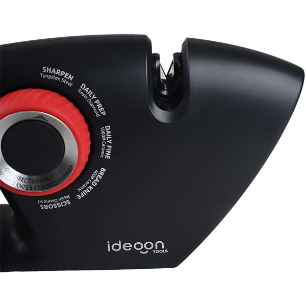 5-in-1 knife sharpener for straight and serrated blades - scissor sharpener with selector dial, multi-sharpener for sharpening knives and scissors