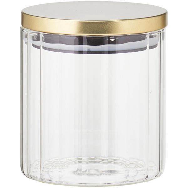 Set of 2 storage containers made of sturdy borosilicate glass with a striped effect and a stylish lid. Perfect for coffee, muesli & spices - 750ml