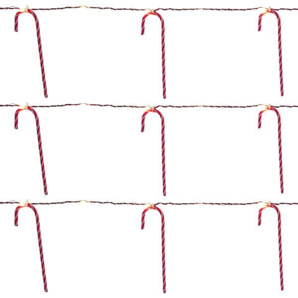 3-piece set magical Christmas decor candy cane string lights - 10 pcs each, 20 warm white LEDs, battery-powered with 6h timer - perfect Christmas decor