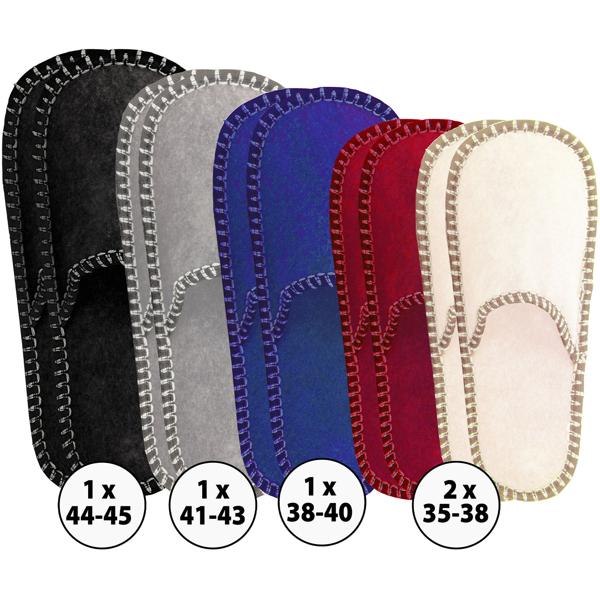 Home Sweet Home - Eulen Gästefinken-Set: 5 Paar bequeme Hausschuhe in diversen Farben mit verstärkter Sohle - hygienisch für Besucher & Gäste