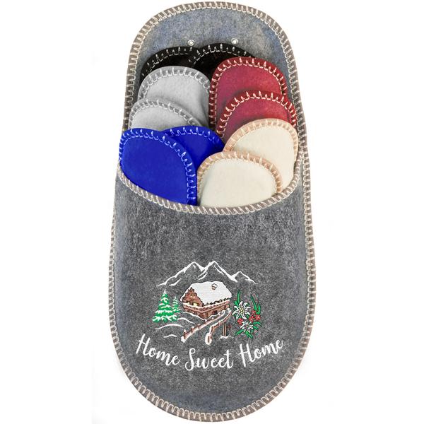 Home Sweet Home - Set di pantofole per gli ospiti del paesaggio invernale: 5 paia di comode pantofole di vari colori con suola rinforzata - igieniche per visitatori e ospiti