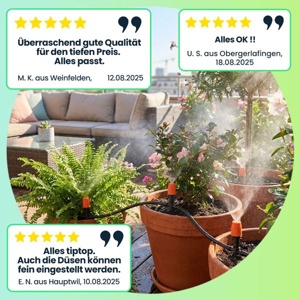 2er-Set 136-tlg Sprinkler Bewässerungs-Set 2x 40m: Zuschneidbar, effizient & wassersparend – Automatische Pflanzenbewasserung fur Garten & Beet