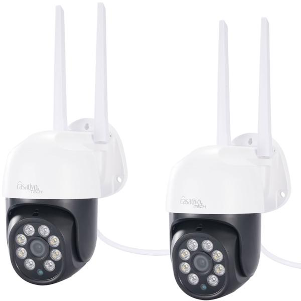 2er-Set WLAN Outdoor Überwachungskamera 2K: IP66, Pan-Tilt: Volle Kontrolle & brillante Überwachung für Ihr Zuhause – Tag & Nacht