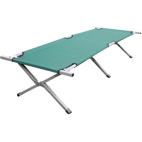Lit de camp pliable professionnel - Repos maximal camping, pêche, invités - Châssis acier tubulaire 120kg, sac transport, vert 190x65x42cm