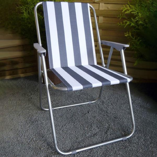 Camping chair, blue/white, foldable, robust & space-saving, ideal for camping, outdoor & festivals