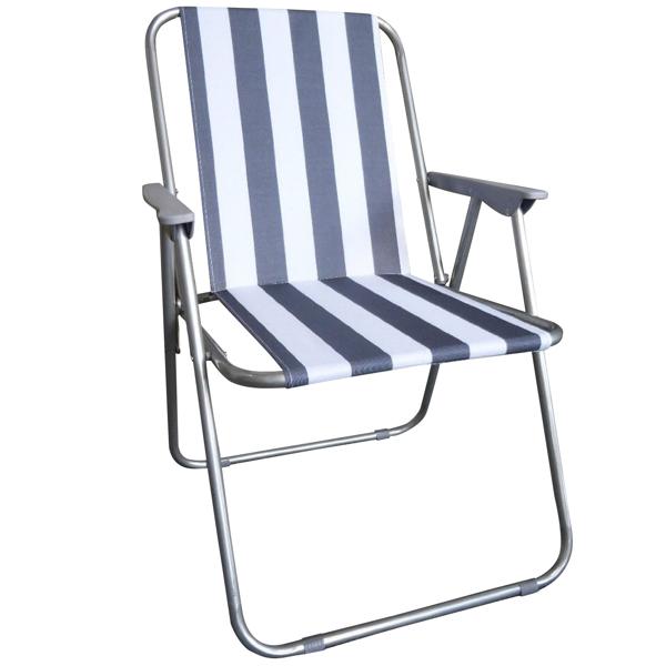 Camping chair, blue/white, foldable, robust & space-saving, ideal for camping, outdoor & festivals
