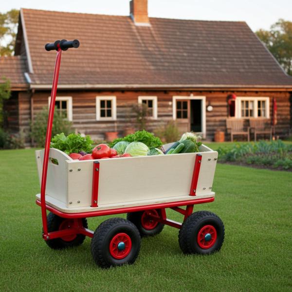 Vielseitiger Bollerwagen mit Luftreifen, 100kg Tragkraft: Robust & geländegängig  – Ein idealer Begleiter für Ausflüge & Transporte