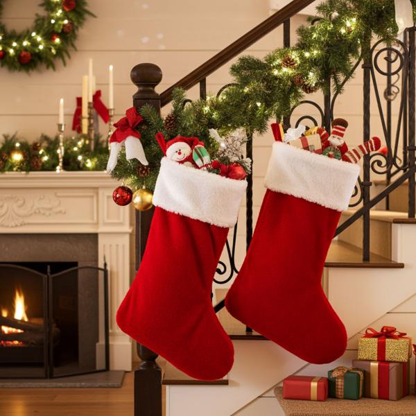 2er-Set Flauschig-weicher Weihnachtsmann Stiefel Strumpf für die festliche Weihnachts-Deko – Perfekt für bleibende Weihnachts-Erinnerungen