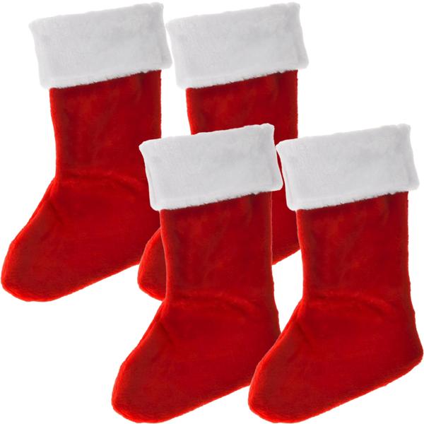4er-Set Flauschig-weicher Weihnachtsmann Stiefel Strumpf für die festliche Weihnachts-Deko – Perfekt für bleibende Weihnachts-Erinnerungen