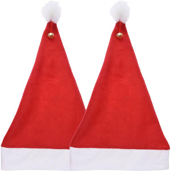 2er-Set Festliche Weihnachtsmann Mütze mit Pompon und Glocke - ideal für Feiern, Kostüme und die perfekte festliche Stimmung