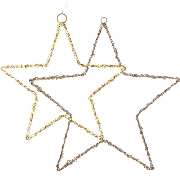 Set of 2 enchanting Christmas stars with 120 & 150 LEDs, warm white, 30 x 0,5 cm/50 x 0,5 cm – Window decoration & Christmas decoration for indoor use