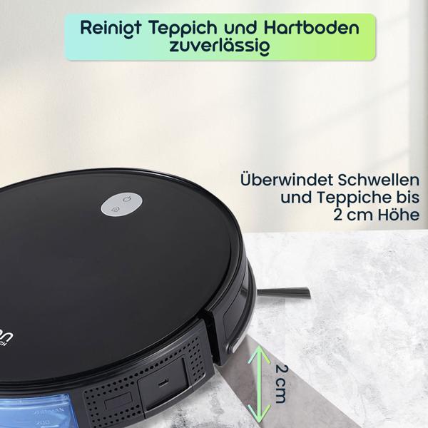 3in1 Saug-Wischroboter: 3 kPa Leistung,  Automatischer Bodenreiniger mit bürstenlosem Motor und App-Steuerung. Reinigt bis 120 m², Ihr Smart Home Putzhelfer