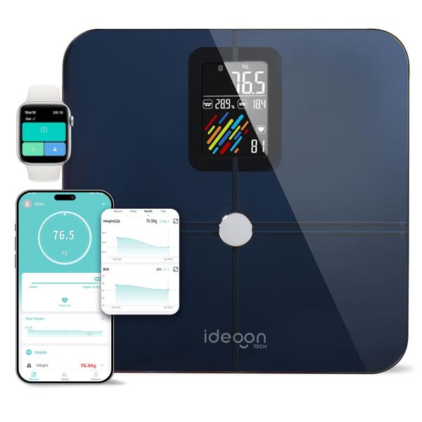 Top Körperanalysewaage aus Glas (max. 180 kg): Exakte Körperanalyse, misst Fett, BMI, Puls & Körpertyp. Ideal für Ihr Fitness-Ziel mit Fitdays App