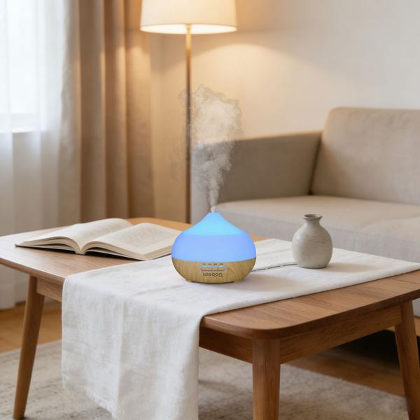 Stylish aroma diffuser & humidifier, 300 ml nebuliser with RGB colour light and timer – perfect for home & office