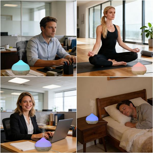 Stylish aroma diffuser & humidifier, 300 ml nebuliser with RGB colour light and timer – perfect for home & office