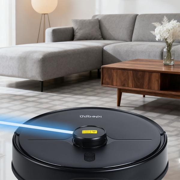 Ultimativer Saug-Wisch-Roboter 6000 Pa mit 2-in-1 Wischfunktion, schwarz - Li-Ionen-Akku, Laser-Navigation - Smart-Home WLAN Saugwischer 
