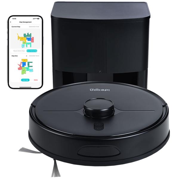 Ultimativer Saug-Wisch-Roboter 6000 Pa mit 2-in-1 Wischfunktion, schwarz - Li-Ionen-Akku, Laser-Navigation - Smart-Home WLAN Saugwischer 