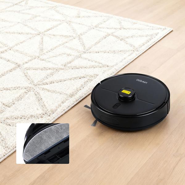 Ultimativer Saug-Wisch-Roboter 6000 Pa mit 2-in-1 Wischfunktion, schwarz - Li-Ionen-Akku, Laser-Navigation - Smart-Home WLAN Saugwischer 