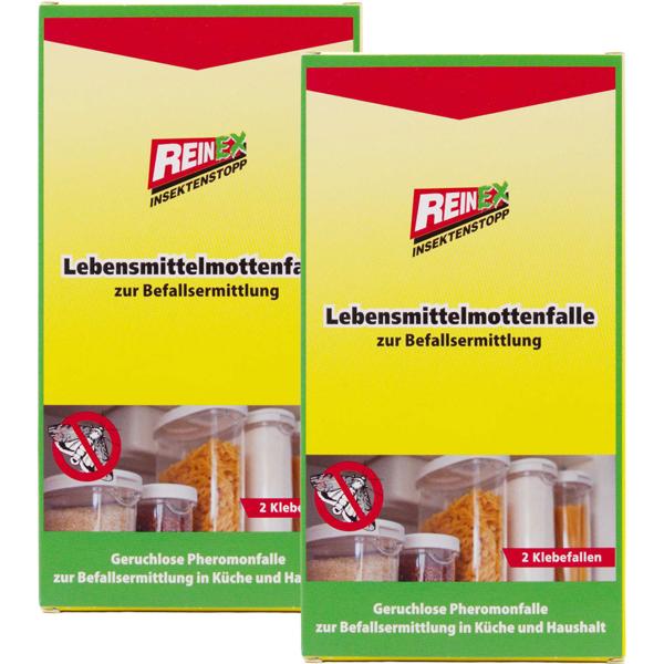 set of 2 monitoring food moth traps with 2 sticky traps each: Immediate detection & long-lasting effect against pantry pests