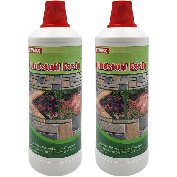 Désherbant naturel & nettoyant pour pierres - Vinaigre puissant contre mauvaises herbes & dépôts verts - 2x1L, couvre 160m², écologique